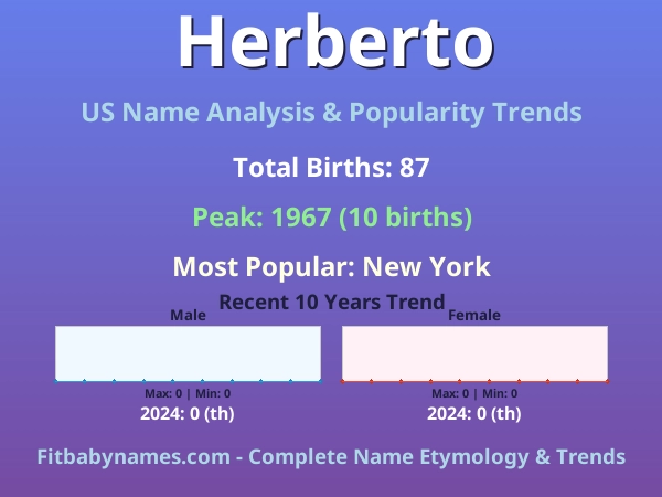 Infographic: Herberto name meaning, origin, and popularity trends in the United States (US baby name analysis chart)