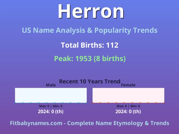 Infographic: Herron name meaning, origin, and popularity trends in the United States (US baby name analysis chart)