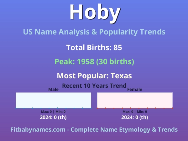 Infographic: Hoby name meaning, origin, and popularity trends in the United States (US baby name analysis chart)