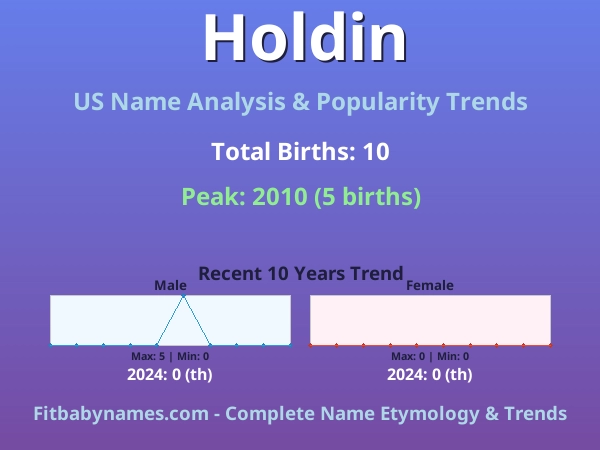 Infographic: Holdin name meaning, origin, and popularity trends in the United States (US baby name analysis chart)