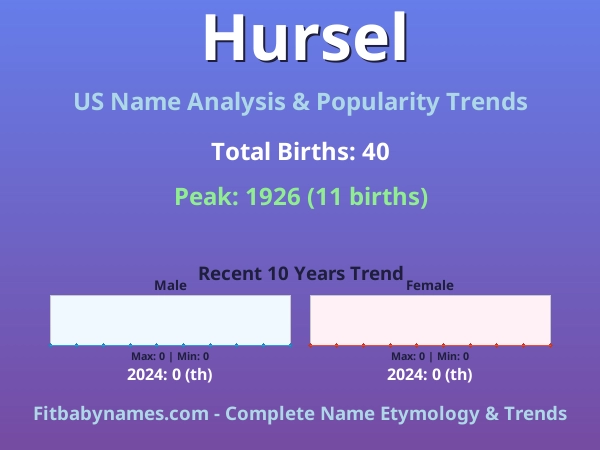 Infographic: Hursel name meaning, origin, and popularity trends in the United States (US baby name analysis chart)
