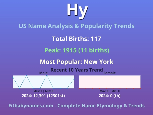 Infographic: Hy name meaning, origin, and popularity trends in the United States (US baby name analysis chart)