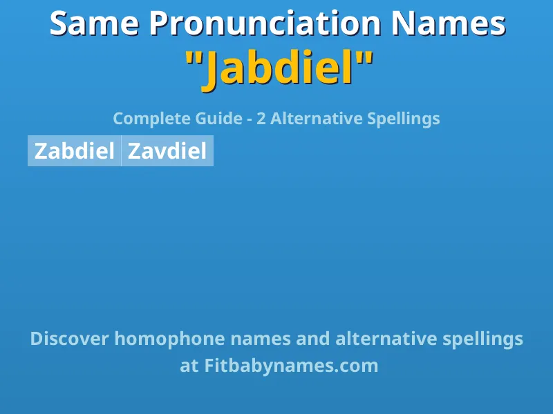 Infographic: Jabdiel same pronunciation names, similar names, and homophone names