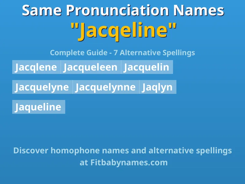 Infographic: Jacqeline same pronunciation names, similar names, and homophone names