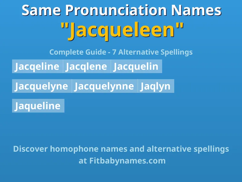 Infographic: Jacqueleen same pronunciation names, similar names, and homophone names