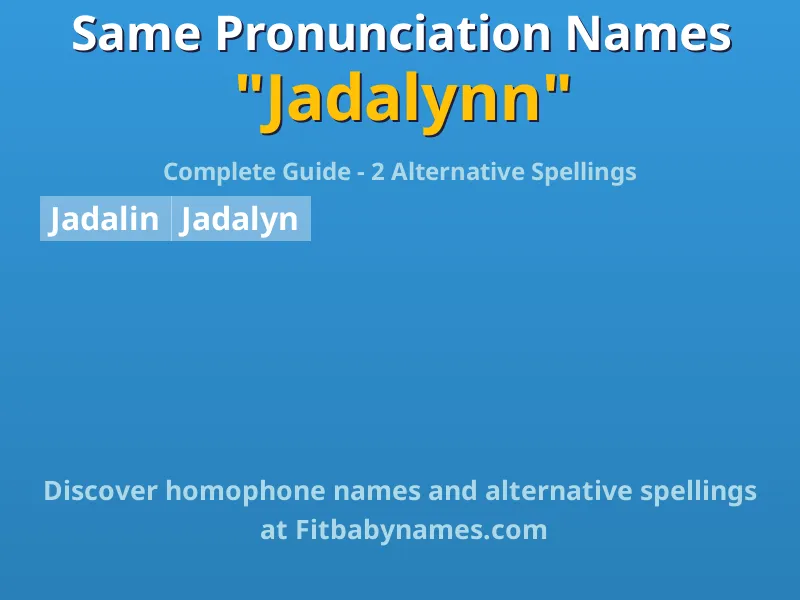 Infographic: Jadalynn same pronunciation names, similar names, and homophone names