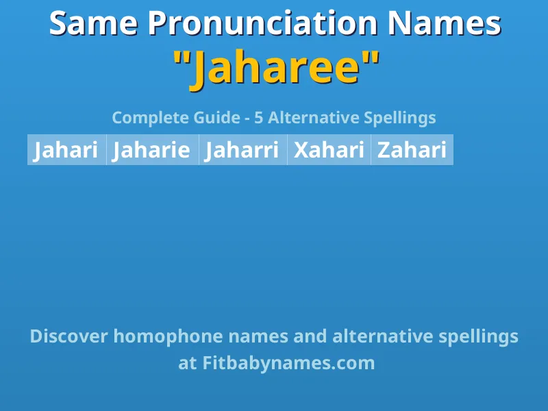 Infographic: Jaharee same pronunciation names, similar names, and homophone names