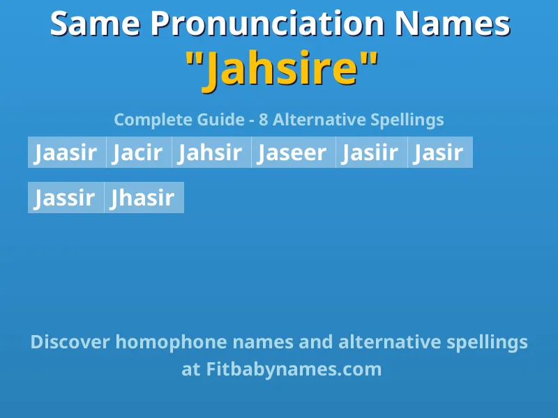 Infographic: Jahsire same pronunciation names, similar names, and homophone names