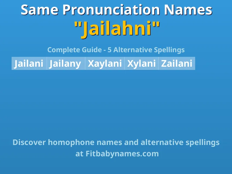 Infographic: Jailahni same pronunciation names, similar names, and homophone names