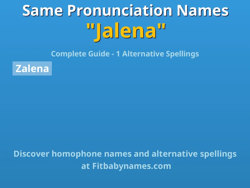 Infographic: Jalena same pronunciation names, similar names, and homophone names