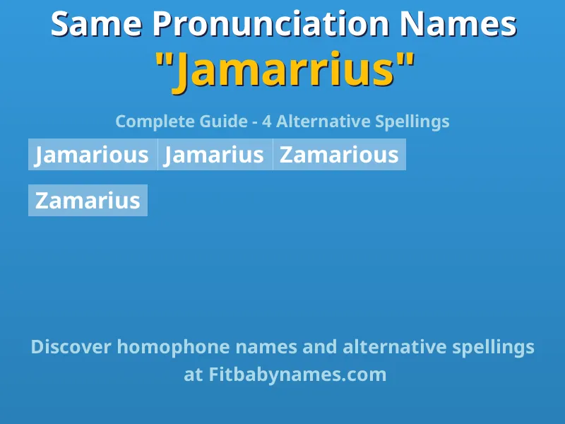 Infographic: Jamarrius same pronunciation names, similar names, and homophone names