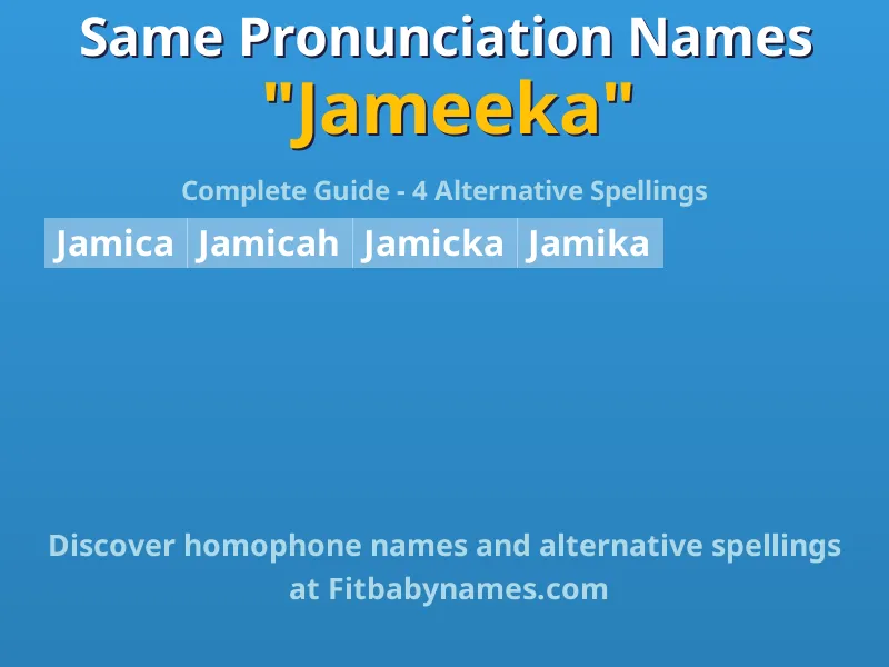 Infographic: Jameeka same pronunciation names, similar names, and homophone names
