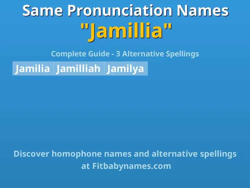 Infographic: Jamillia same pronunciation names, similar names, and homophone names