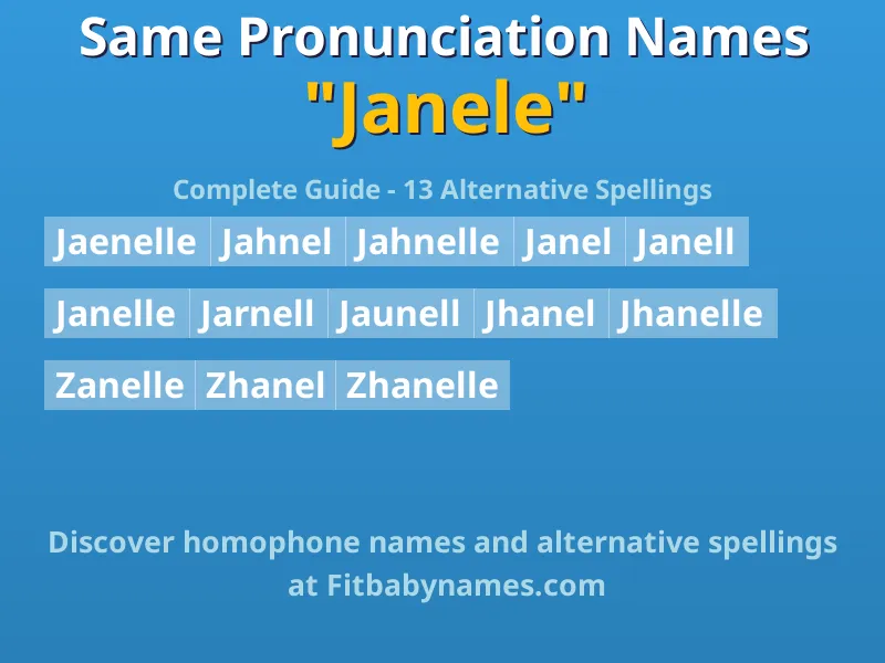 Infographic: Janele same pronunciation names, similar names, and homophone names