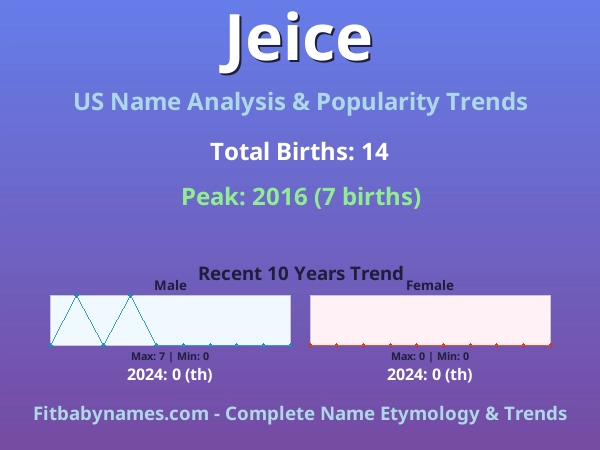 Infographic: Jeice name meaning, origin, and popularity trends in the United States (US baby name analysis chart)