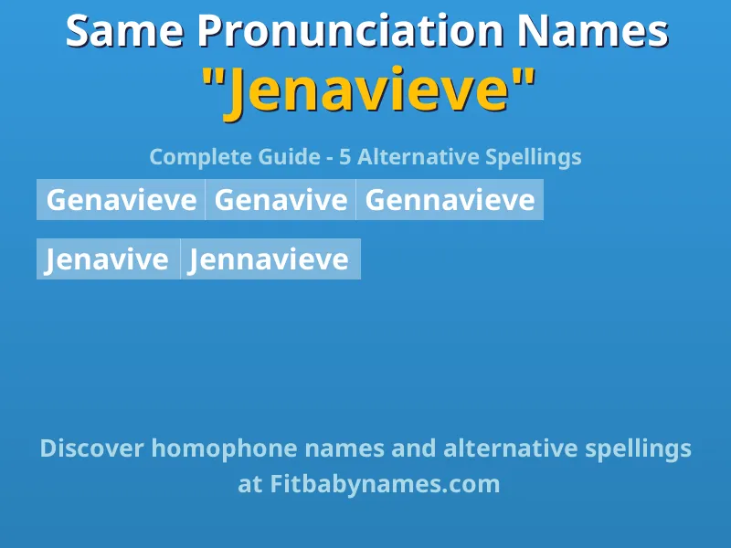 Infographic: Jenavieve same pronunciation names, similar names, and homophone names