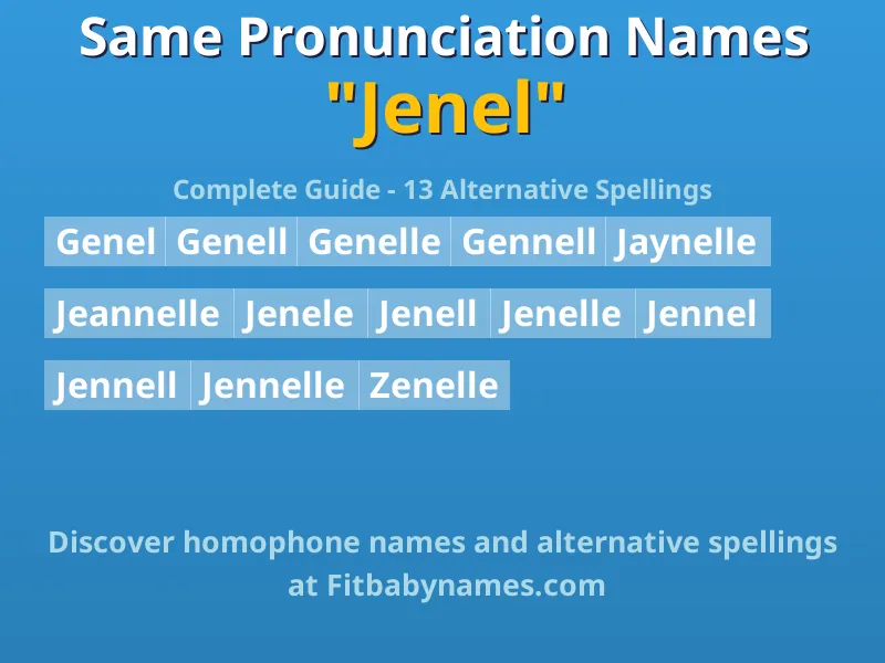 Infographic: Jenel same pronunciation names, similar names, and homophone names