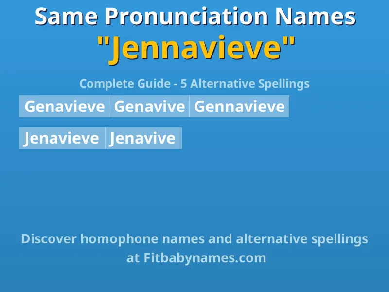 Infographic: Jennavieve same pronunciation names, similar names, and homophone names