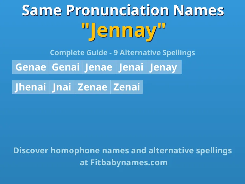 Infographic: Jennay same pronunciation names, similar names, and homophone names