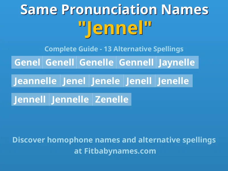 Infographic: Jennel same pronunciation names, similar names, and homophone names