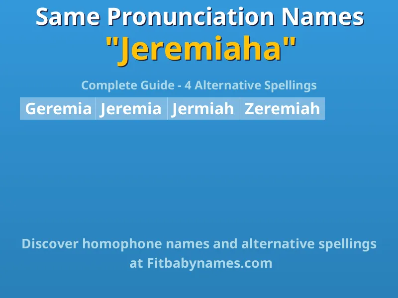 Infographic: Jeremiaha same pronunciation names, similar names, and homophone names