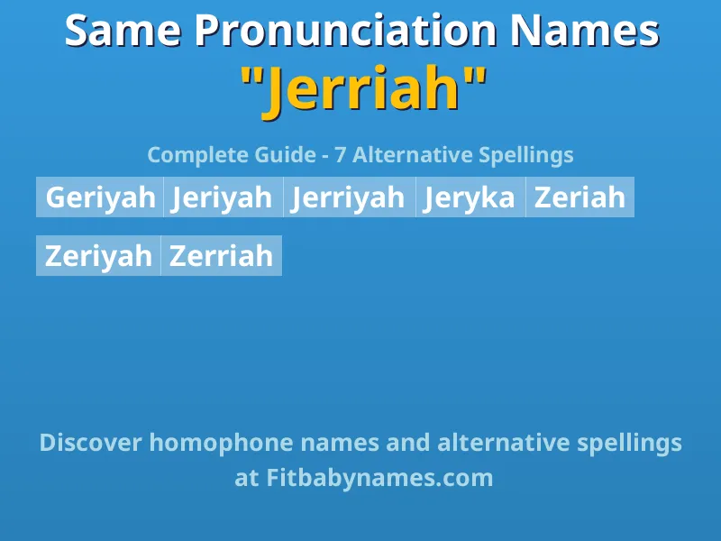 Infographic: Jerriah same pronunciation names, similar names, and homophone names