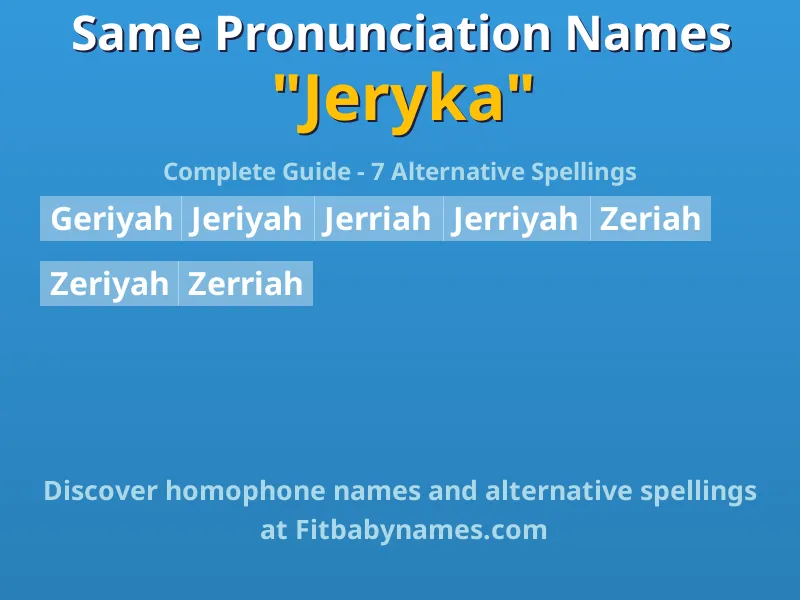 Infographic: Jeryka same pronunciation names, similar names, and homophone names