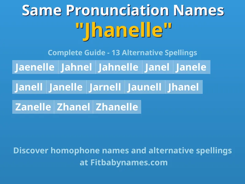 Infographic: Jhanelle same pronunciation names, similar names, and homophone names