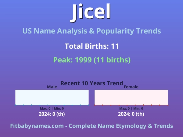 Infographic: Jicel name meaning, origin, and popularity trends in the United States (US baby name analysis chart)