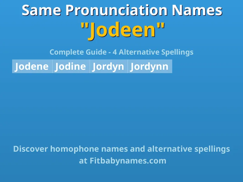 Infographic: Jodeen same pronunciation names, similar names, and homophone names