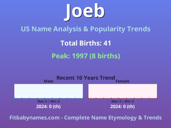 Infographic: Joeb name meaning, origin, and popularity trends in the United States (US baby name analysis chart)