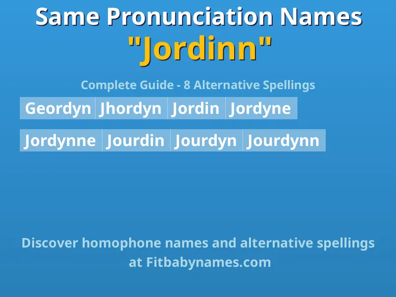 Infographic: Jordinn same pronunciation names, similar names, and homophone names