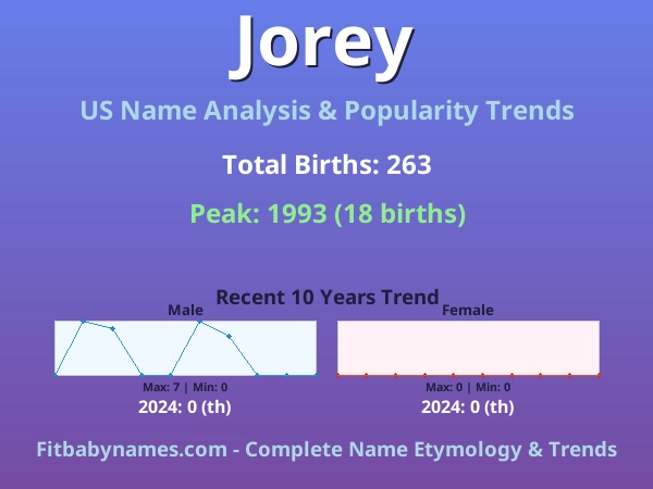 Infographic: Jorey name meaning, origin, and popularity trends in the United States (US baby name analysis chart)