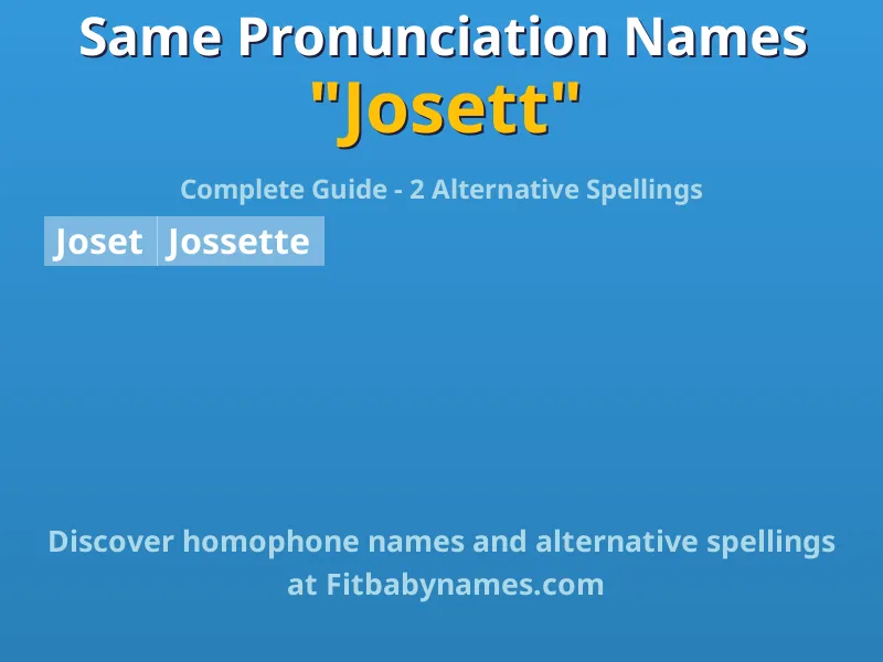 Infographic: Josett same pronunciation names, similar names, and homophone names