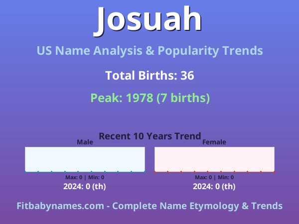 Infographic: Josuah name meaning, origin, and popularity trends in the United States (US baby name analysis chart)