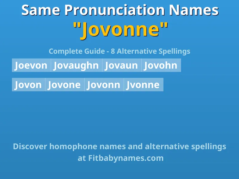 Infographic: Jovonne same pronunciation names, similar names, and homophone names