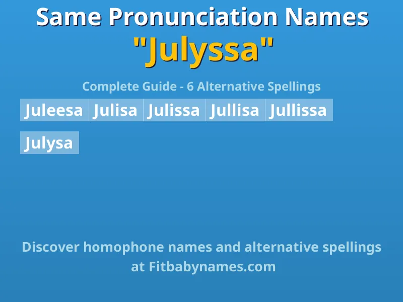 Infographic: Julyssa same pronunciation names, similar names, and homophone names