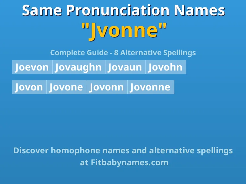 Infographic: Jvonne same pronunciation names, similar names, and homophone names