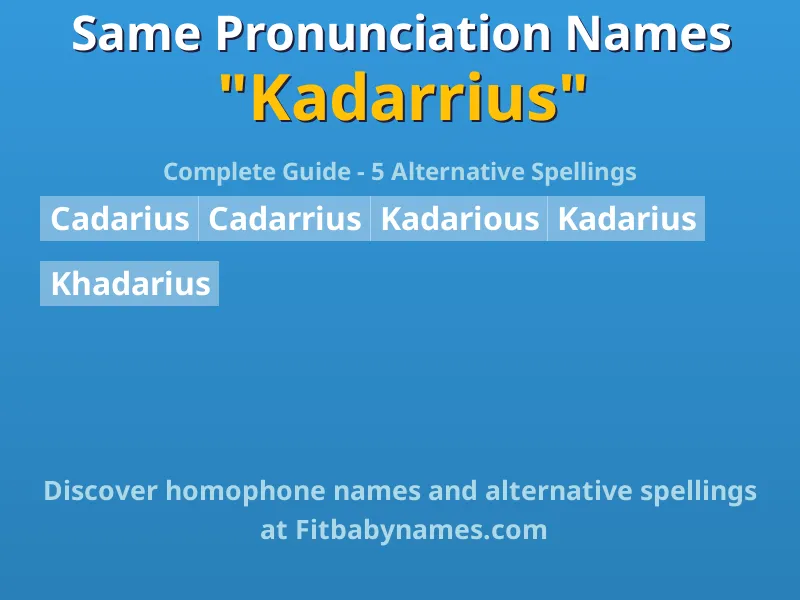 Infographic: Kadarrius same pronunciation names, similar names, and homophone names