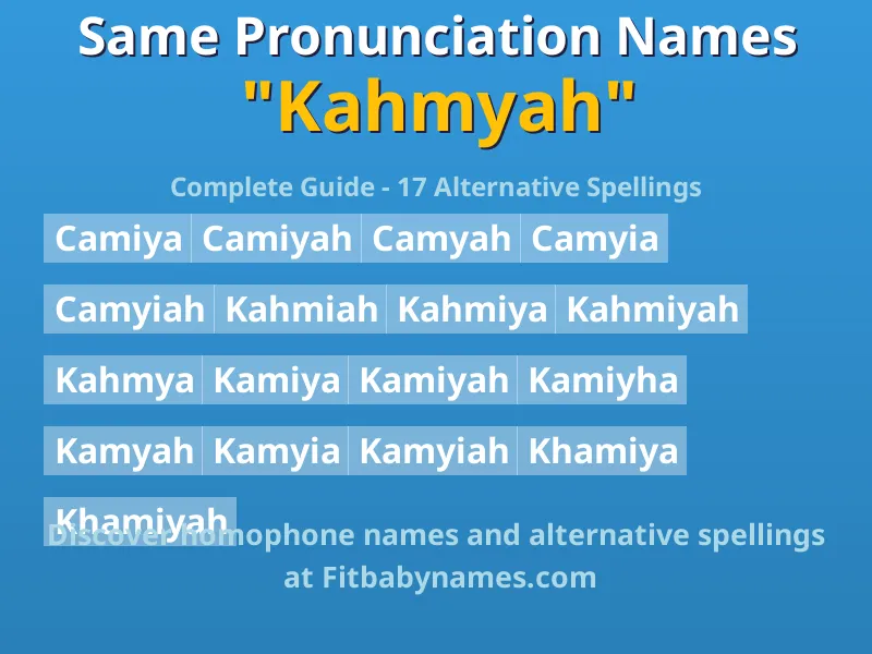 Infographic: Kahmyah same pronunciation names, similar names, and homophone names