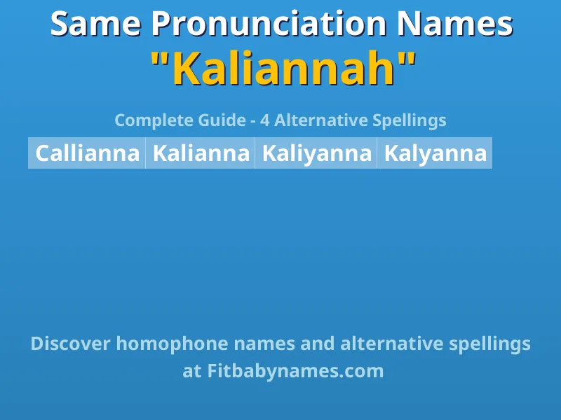 Infographic: Kaliannah same pronunciation names, similar names, and homophone names