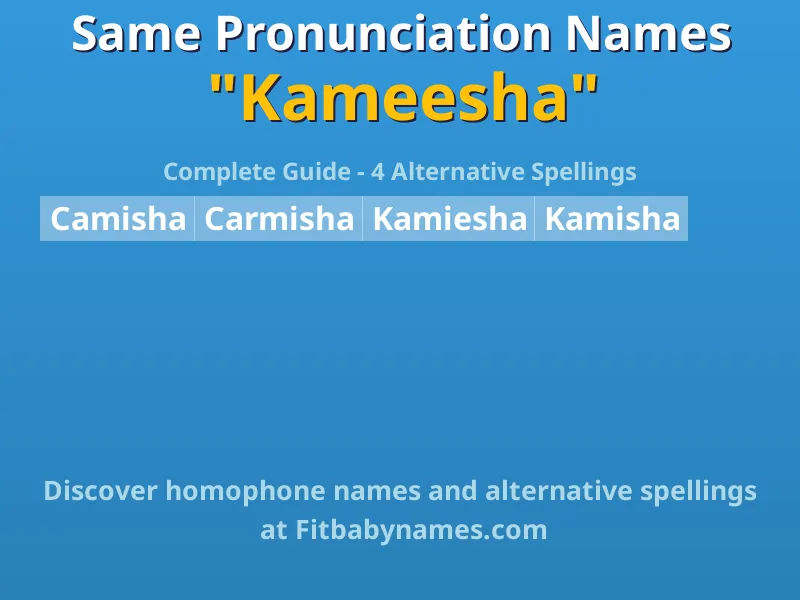 Infographic: Kameesha same pronunciation names, similar names, and homophone names
