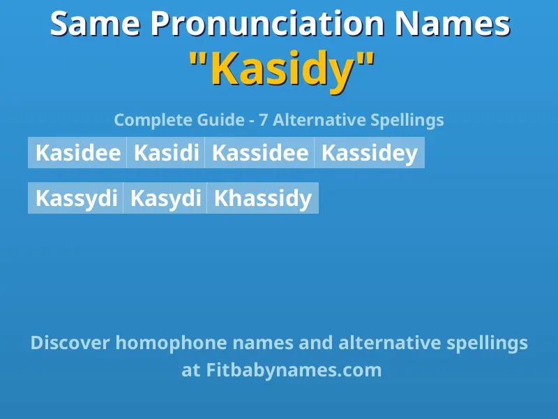 Infographic: Kasidy same pronunciation names, similar names, and homophone names