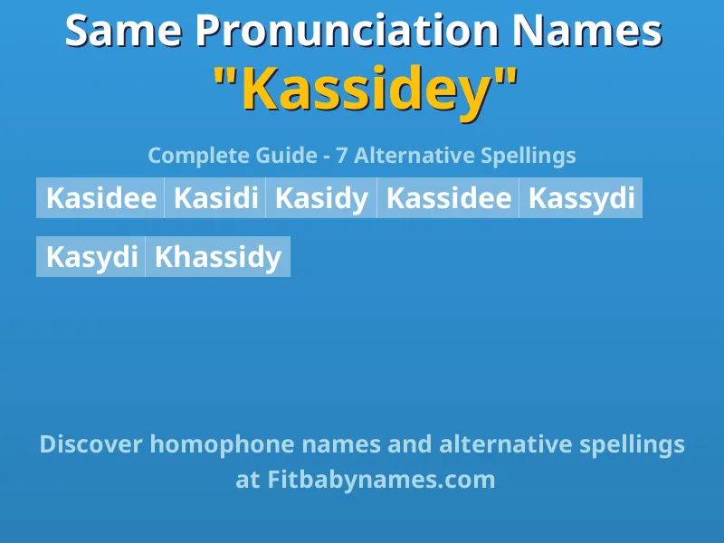 Infographic: Kassidey same pronunciation names, similar names, and homophone names