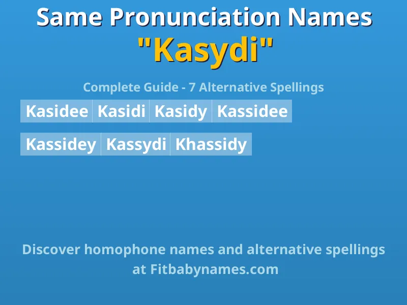Infographic: Kasydi same pronunciation names, similar names, and homophone names