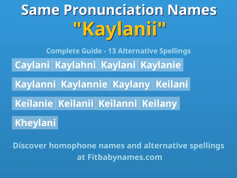 Infographic: Kaylanii same pronunciation names, similar names, and homophone names