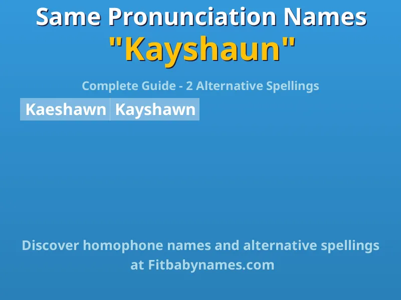Infographic: Kayshaun same pronunciation names, similar names, and homophone names