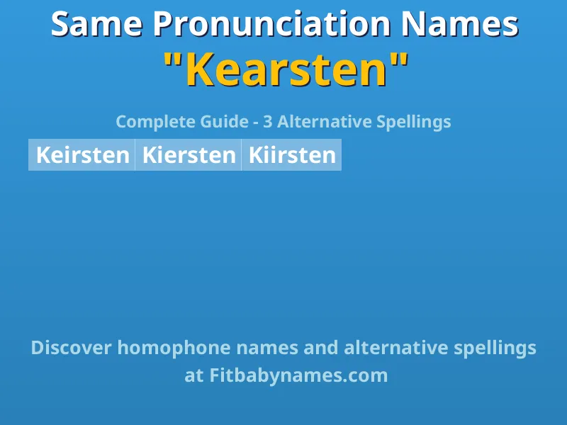 Infographic: Kearsten same pronunciation names, similar names, and homophone names