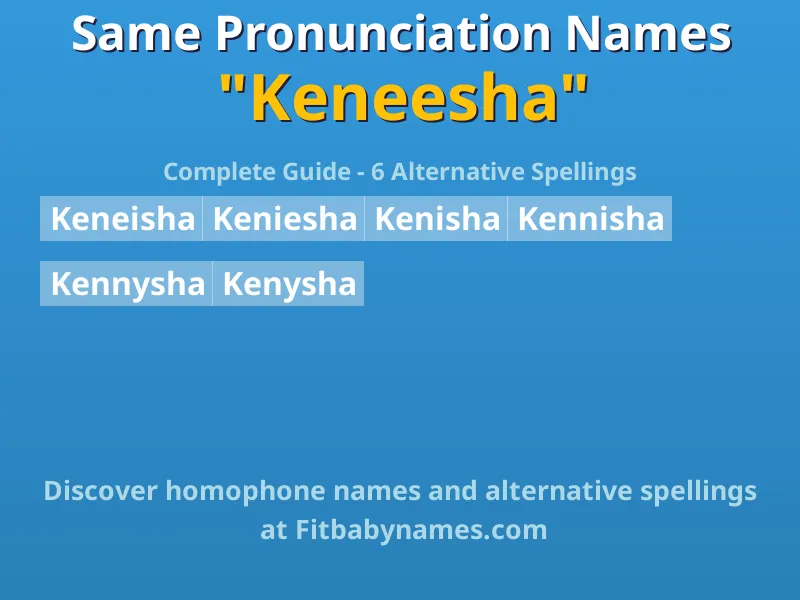 Infographic: Keneesha same pronunciation names, similar names, and homophone names