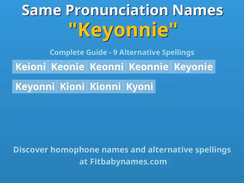 Infographic: Keyonnie same pronunciation names, similar names, and homophone names